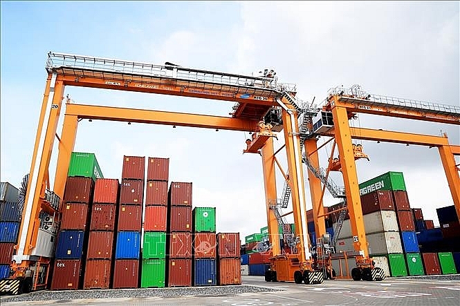 Kho bãi container tại cảng Gemalink, tỉnh Bà Rịa - Vũng Tàu. 	Ảnh: Hồng Đạt.