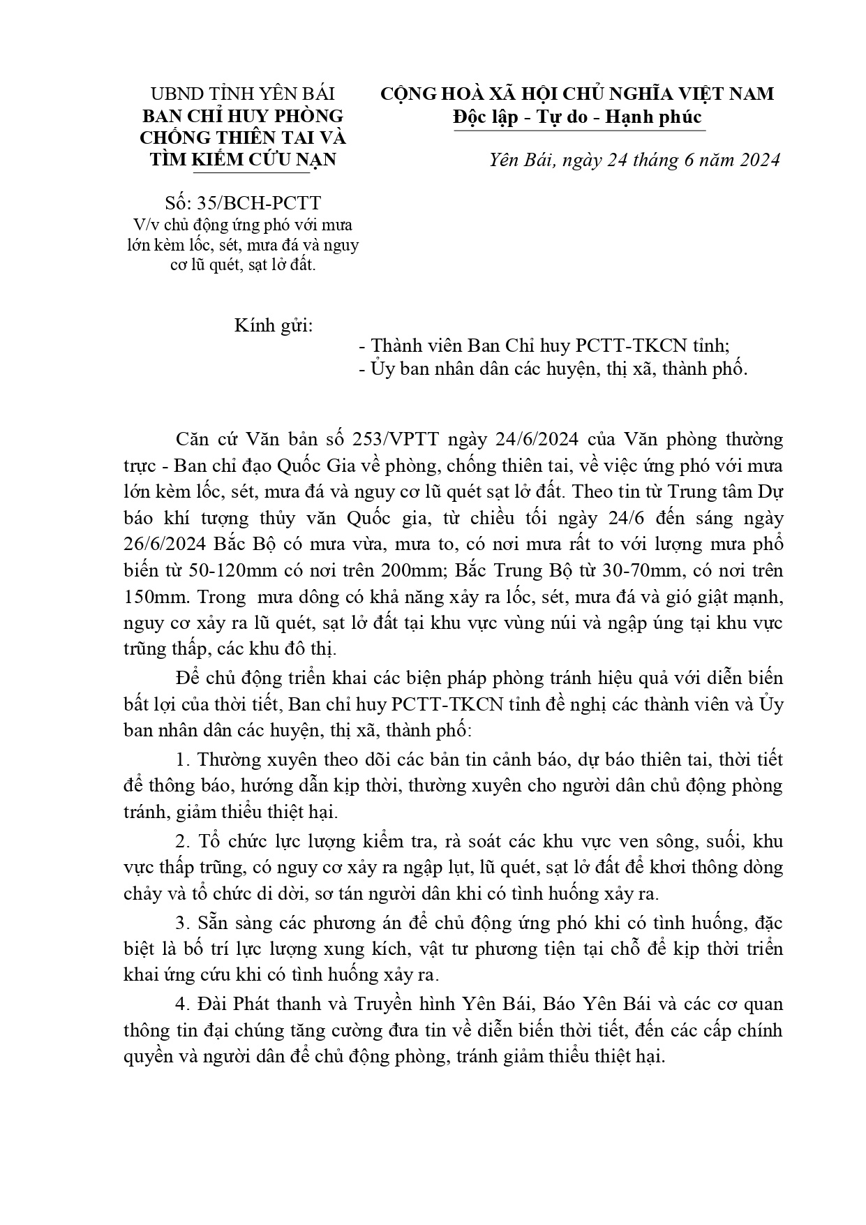 Từ chiều tối nay, Yên Bái có nơi mưa rất to; đề phòng lũ quét, sạt lở đất