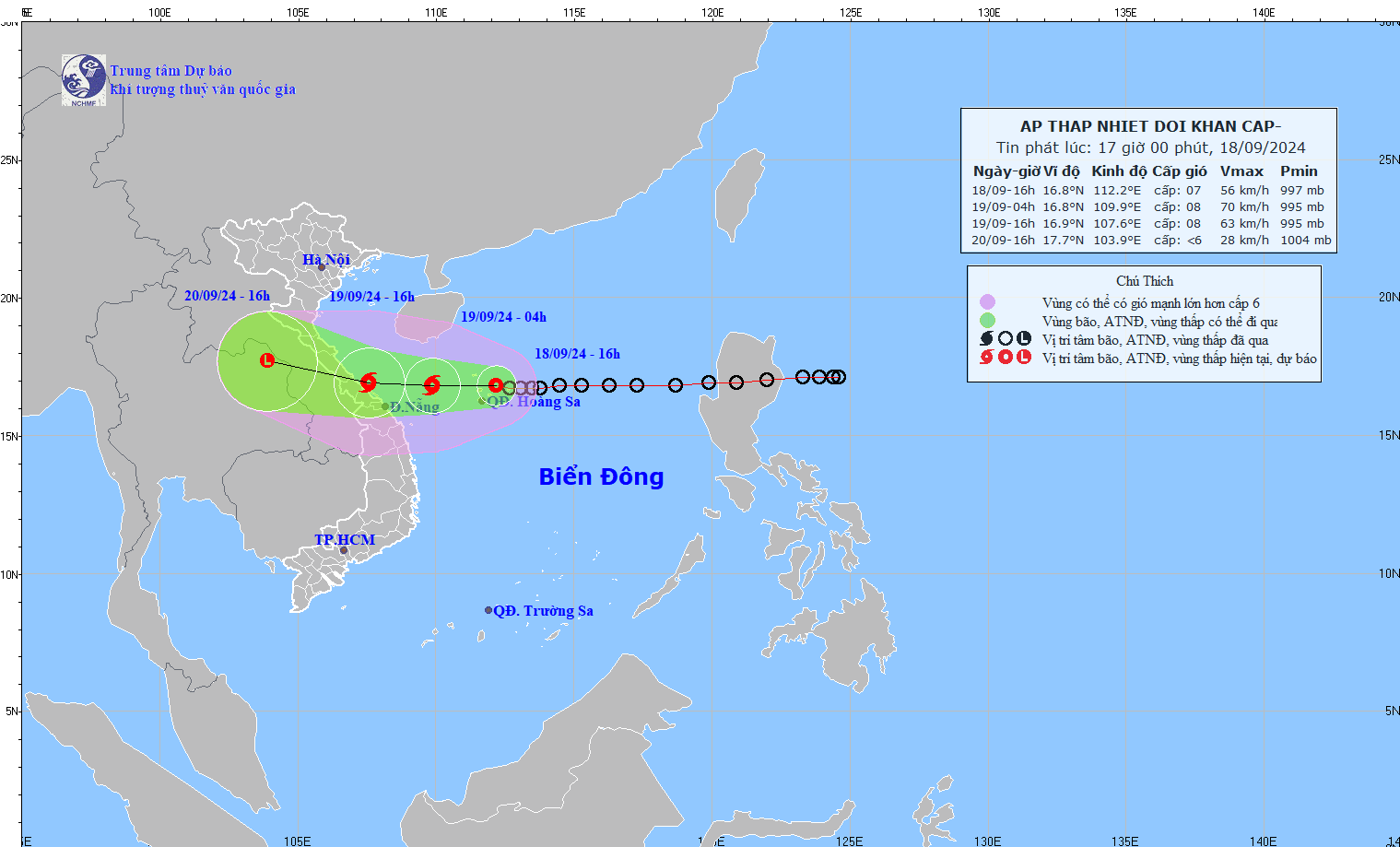 Áp thấp nhiệt đới cách Đà Nẵng khoảng 430 km - Ảnh 1.