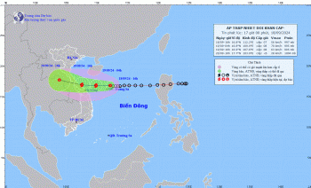 Áp thấp nhiệt đới cách Đà Nẵng khoảng 430 km