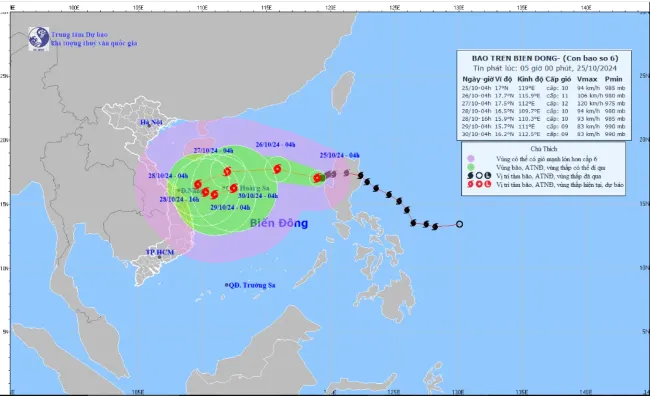 Bão số 6 giật cấp 12, liên tục đổi hướng