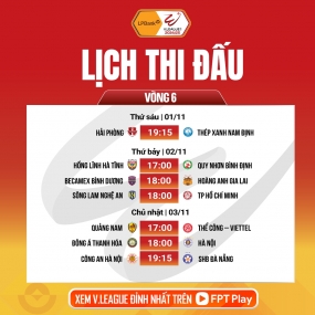 Lịch trực tiếp V-League 2024/2025 hôm nay 1/11: Hải Phòng đấu Nam Định