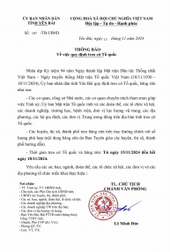 Thông báo về việc quy định treo cờ Tổ quốc