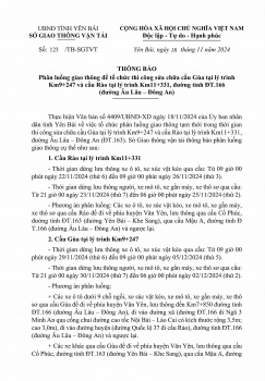 Phân luồng giao thông để sửa chữa cầu Gùa, cầu Rào trên đường tỉnh 166 (Âu Lâu - Đông An)