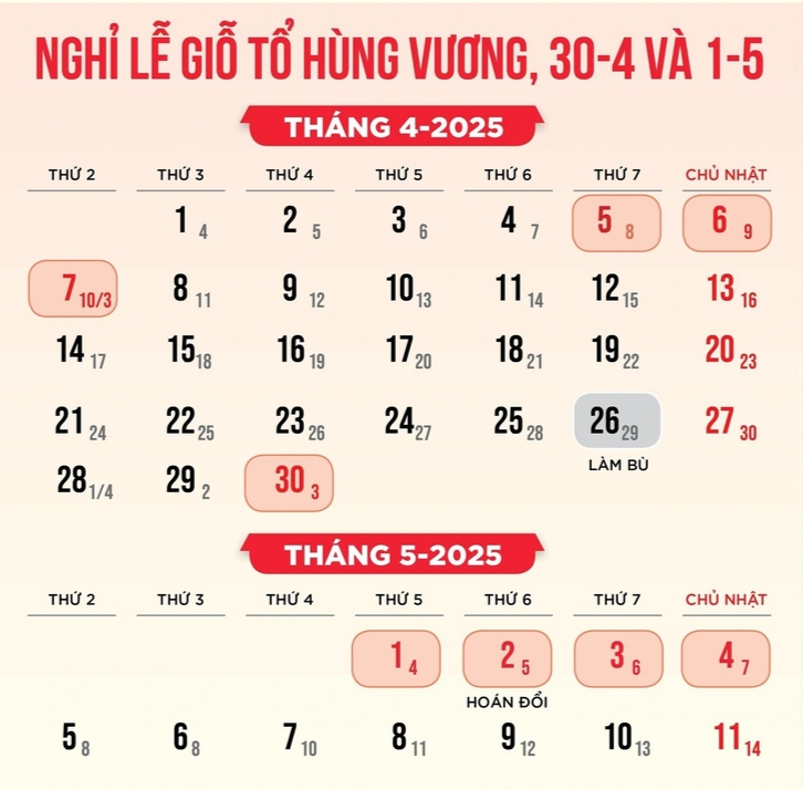 Lịch nghỉ lễ 30/4-1/5 của học sinh cả nước  - Ảnh 1.