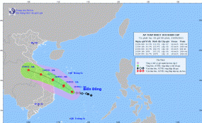 Áp thấp nhiệt đới cách bờ biển Phú Yên khoảng 330 km và tiếp tục mạnh lên thành bão