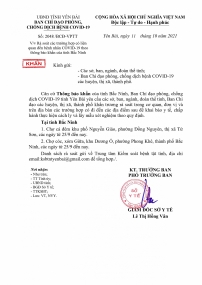 Yêu cầu rà soát các trường hợp liên quan đến bệnh nhân COVID-19 theo thông báo khẩn của tỉnh Bắc Ninh