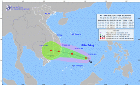 Dự báo áp thấp nhiệt đới trên Biển Đông mạnh lên thành bão trong 24 giờ tới
