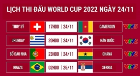 Lịch thi đấu World Cup 2022 hôm nay 24/11: Bồ Đào Nha, Brazil ra quân