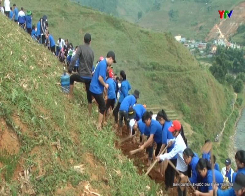 Tuổi trẻ Yên Bái ra quân khai hoang ruộng bậc thang tại huyện Mù Cang Chải