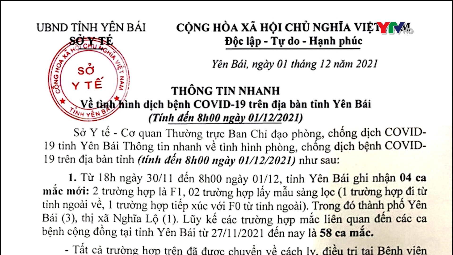 Yên Bái ghi nhận thêm 4 ca nhiễm COVID - 19